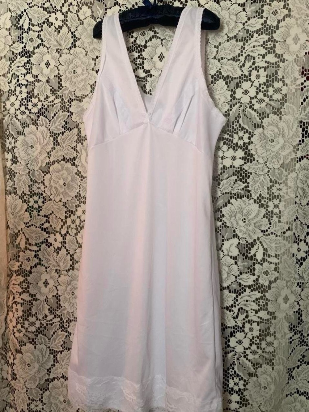 Women's White Lace-Trim Slip Dress